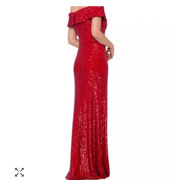 XSCAPE Women's Off-The-Shoulder Red Dress - Picture 4 of 9